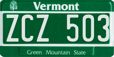 VT license plate ZCZ503