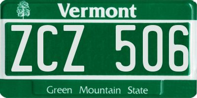 VT license plate ZCZ506