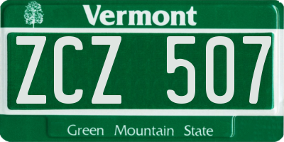 VT license plate ZCZ507