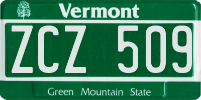 VT license plate ZCZ509