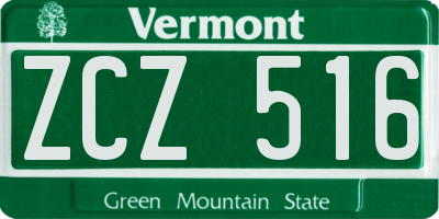 VT license plate ZCZ516