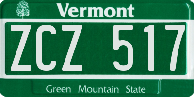 VT license plate ZCZ517