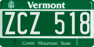 VT license plate ZCZ518
