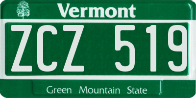 VT license plate ZCZ519