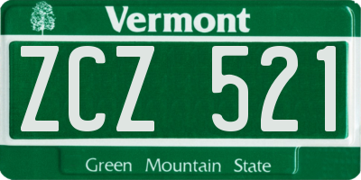 VT license plate ZCZ521