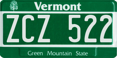 VT license plate ZCZ522