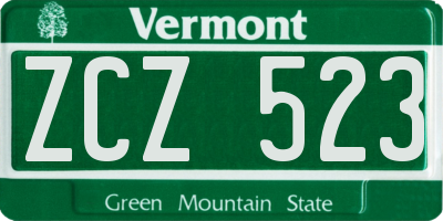 VT license plate ZCZ523