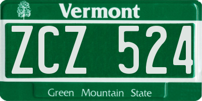 VT license plate ZCZ524