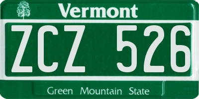 VT license plate ZCZ526