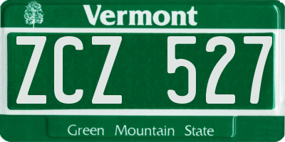 VT license plate ZCZ527