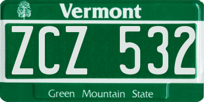 VT license plate ZCZ532