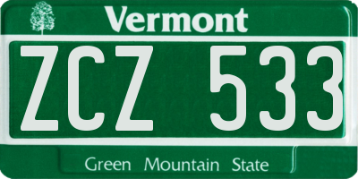 VT license plate ZCZ533