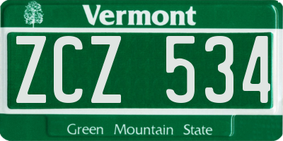 VT license plate ZCZ534