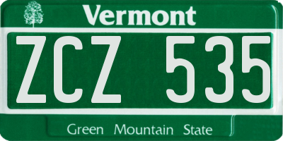VT license plate ZCZ535