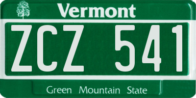 VT license plate ZCZ541