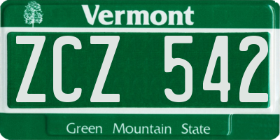 VT license plate ZCZ542