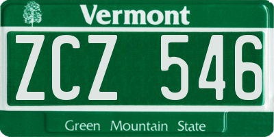 VT license plate ZCZ546
