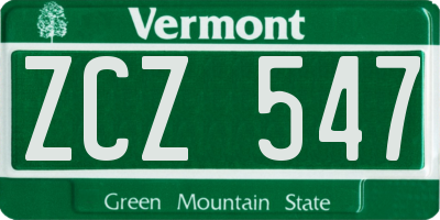 VT license plate ZCZ547
