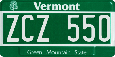VT license plate ZCZ550