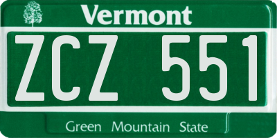 VT license plate ZCZ551