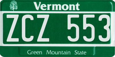 VT license plate ZCZ553