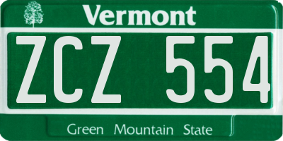 VT license plate ZCZ554
