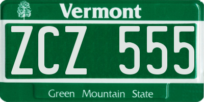 VT license plate ZCZ555
