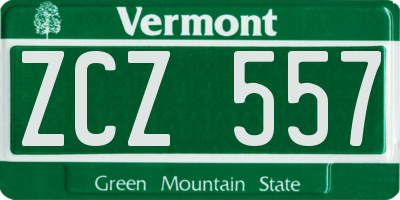 VT license plate ZCZ557