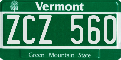 VT license plate ZCZ560