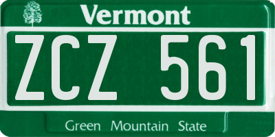VT license plate ZCZ561