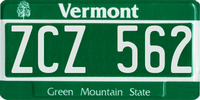 VT license plate ZCZ562