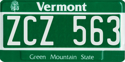 VT license plate ZCZ563