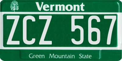 VT license plate ZCZ567