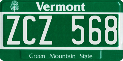 VT license plate ZCZ568