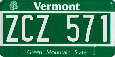 VT license plate ZCZ571
