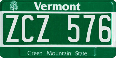 VT license plate ZCZ576