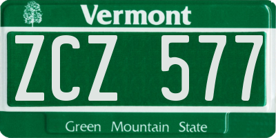 VT license plate ZCZ577