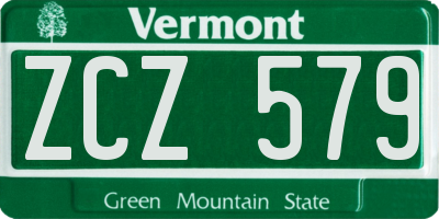 VT license plate ZCZ579