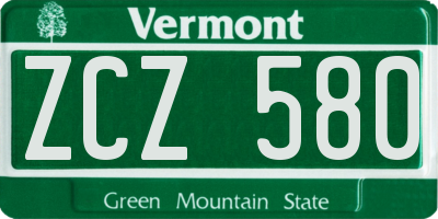 VT license plate ZCZ580