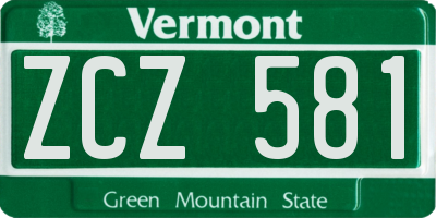 VT license plate ZCZ581
