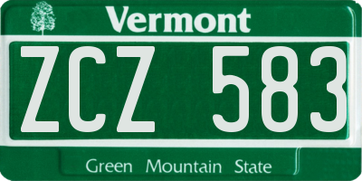 VT license plate ZCZ583