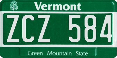 VT license plate ZCZ584