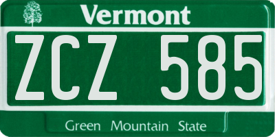 VT license plate ZCZ585