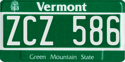 VT license plate ZCZ586