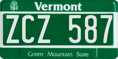 VT license plate ZCZ587