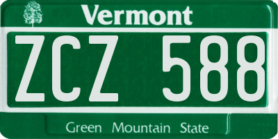 VT license plate ZCZ588