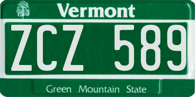VT license plate ZCZ589