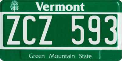 VT license plate ZCZ593