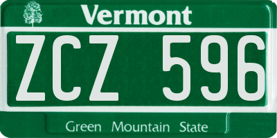 VT license plate ZCZ596
