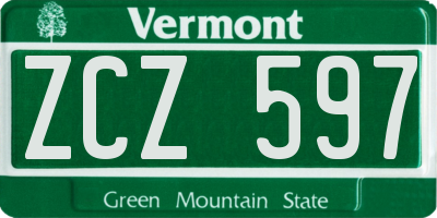 VT license plate ZCZ597